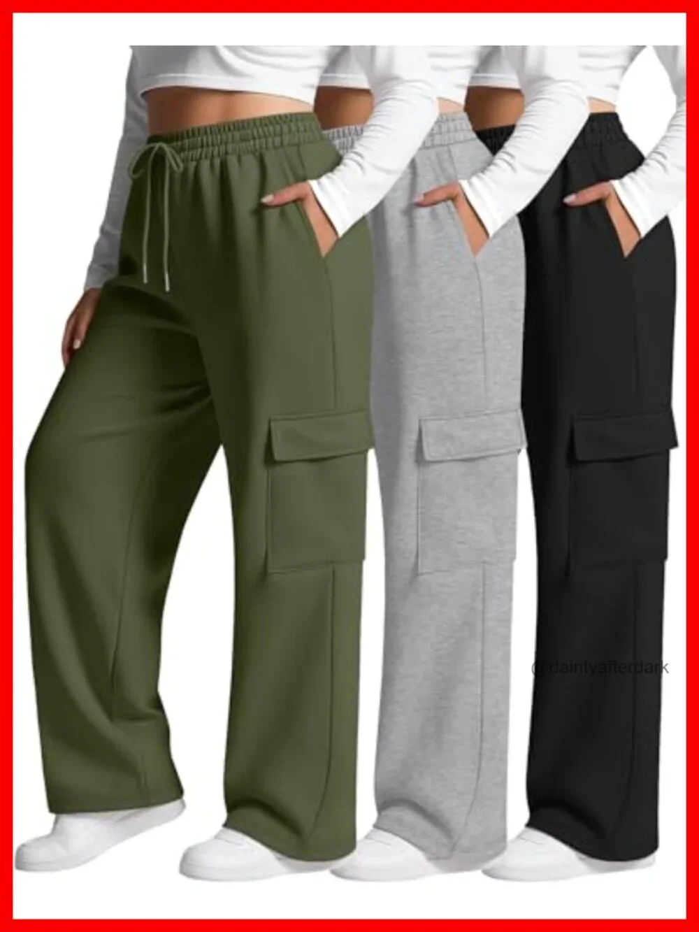 Plus Size Cargo Sweatpants Wide Leg Baggy 3 Pack